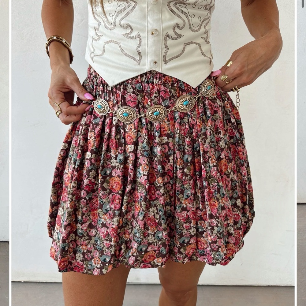 Angie Multicolor Floral Skater Skirt